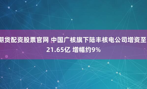 期货配资股票官网 中国广核旗下陆丰核电公司增资至121.65亿 增幅约9%